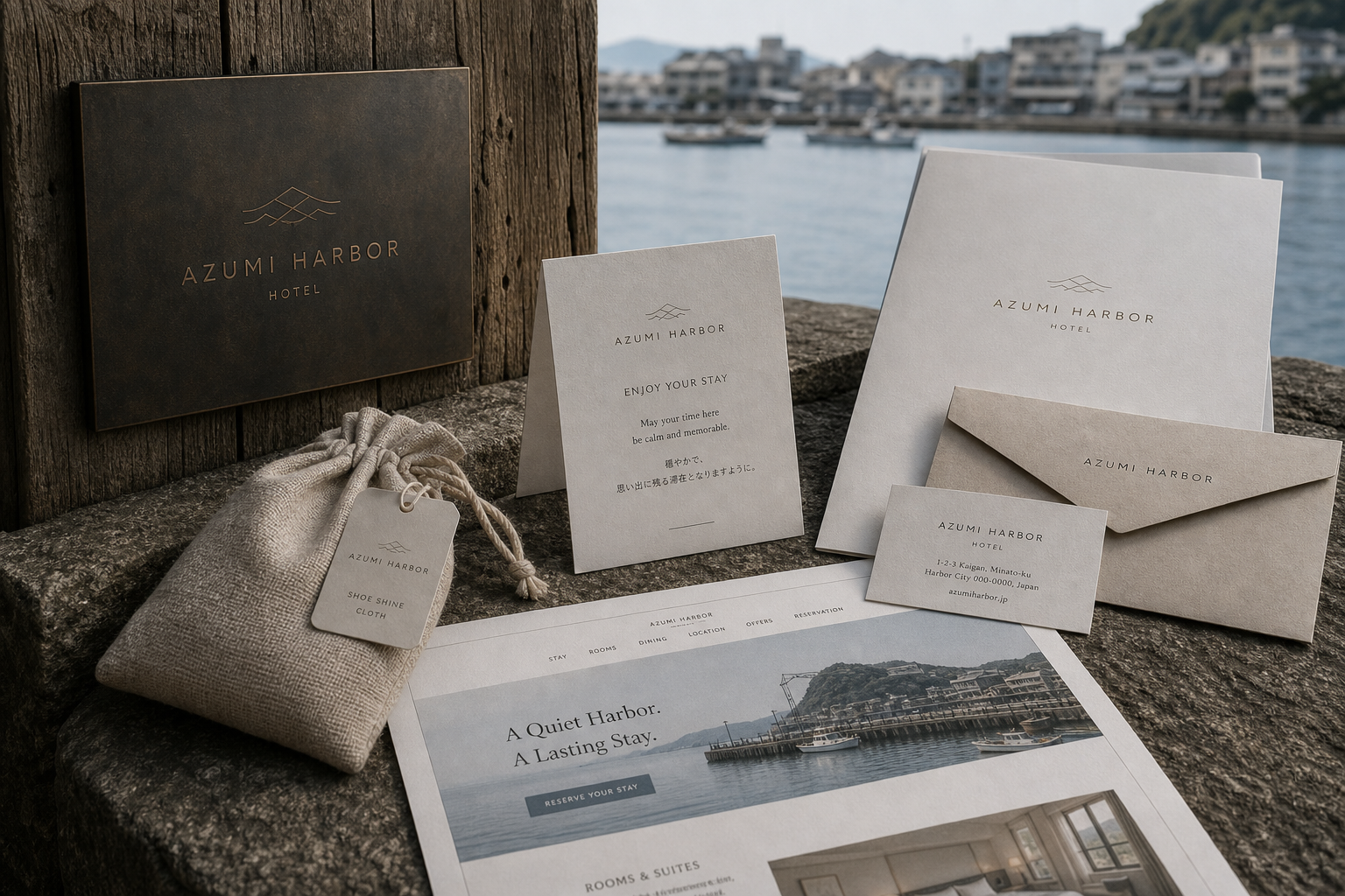 Azumi Harbor harbor sign stationery web