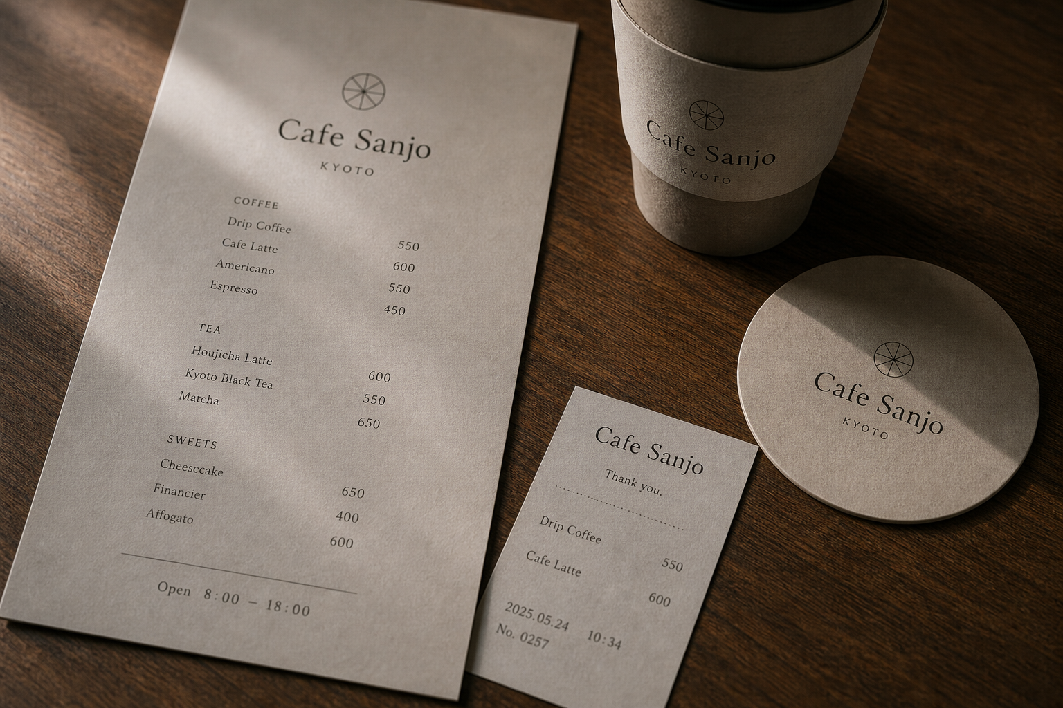 Cafe Sanjo 03 menu cup sleeve detail
