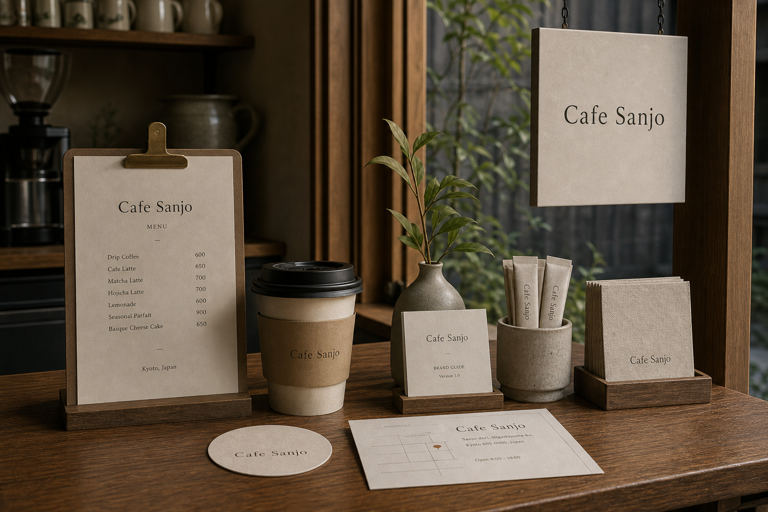 Cafe Sanjo menu cup sign