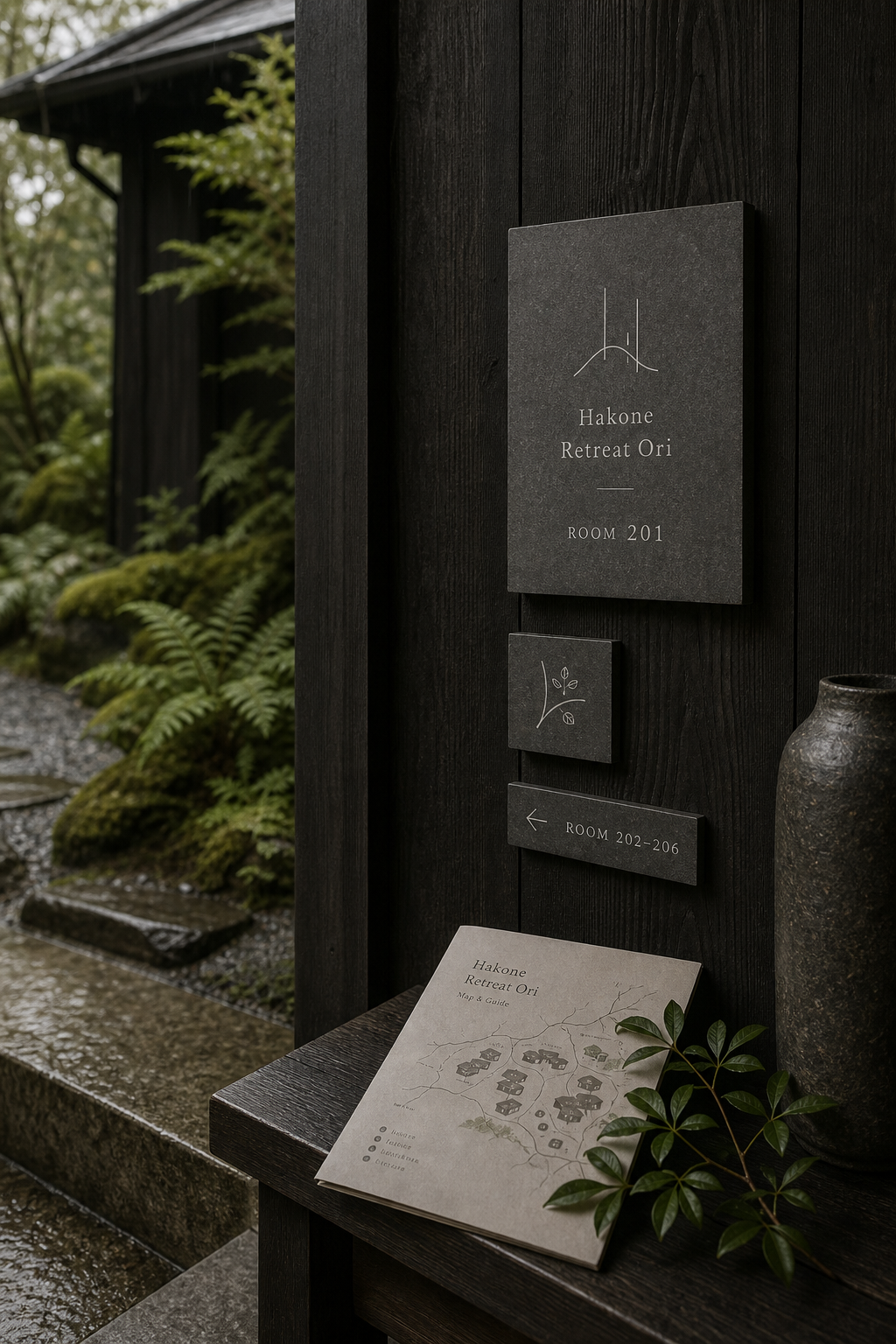 Hakone Retreat Ori 03 room sign spatial graphic