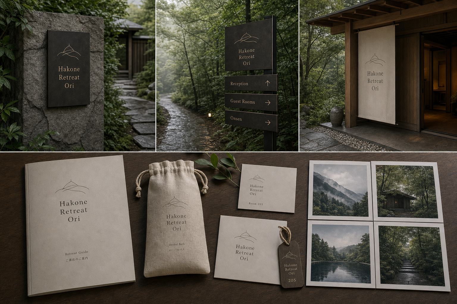 Hakone Retreat Ori sign booklet room landscape