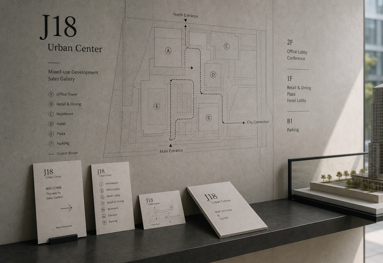 J18 Urban Center 02 wall graphic map system