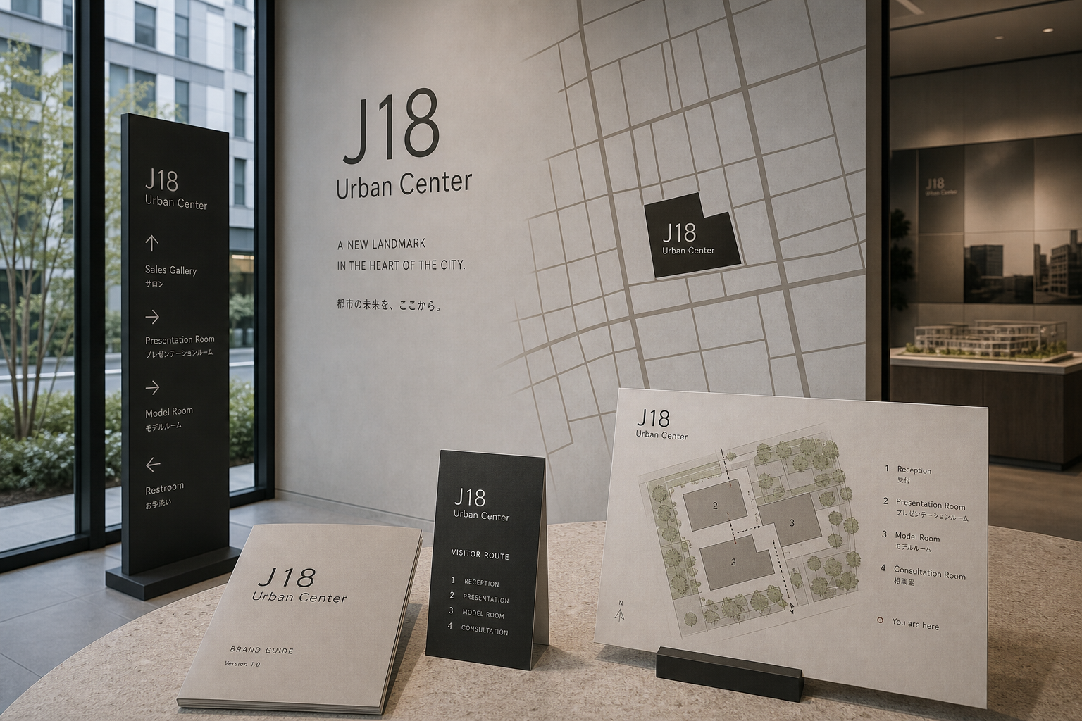 J18 Urban Center wall sign map route