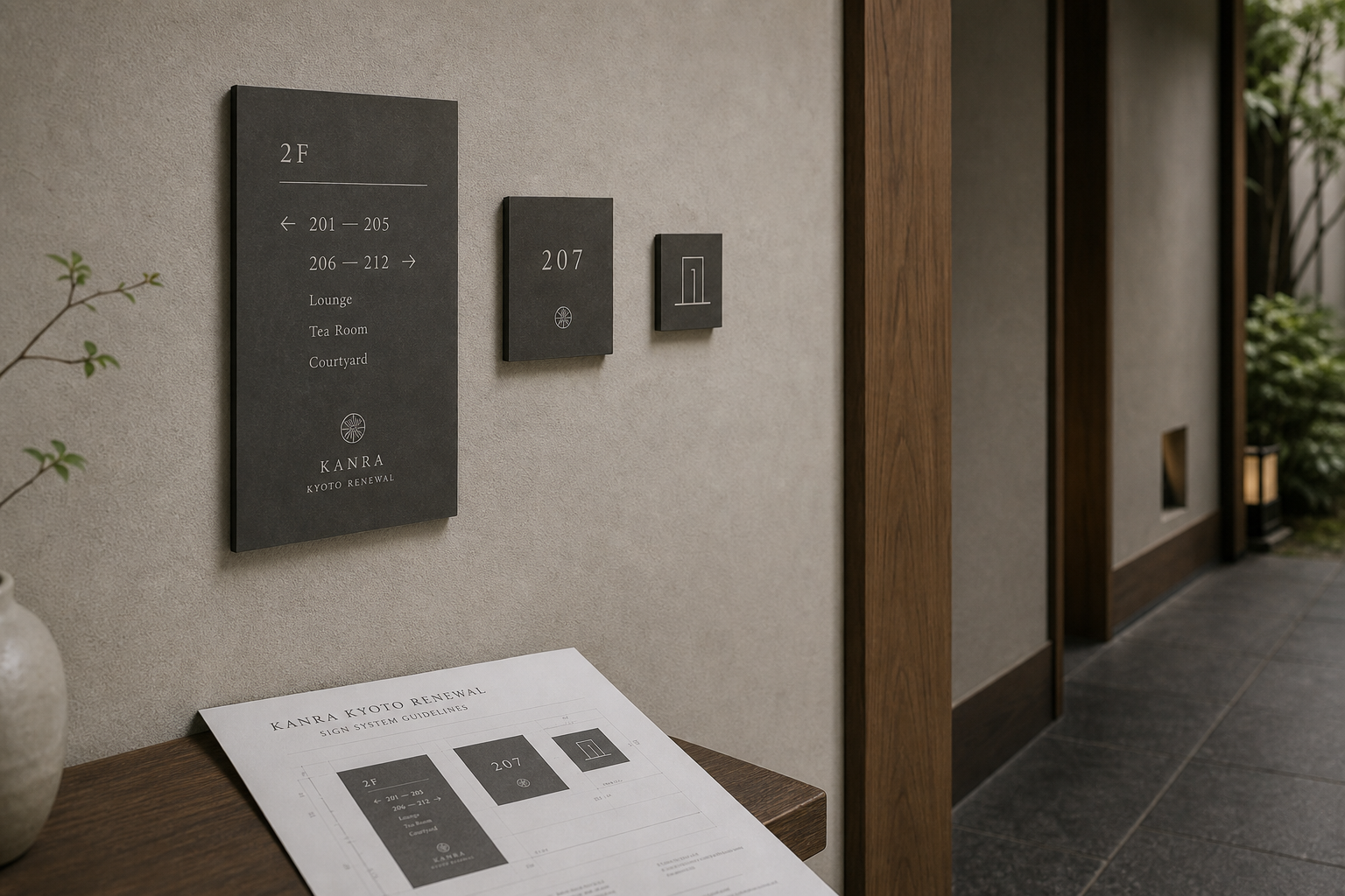 Kanra Kyoto Renewal 02 sign system hallway