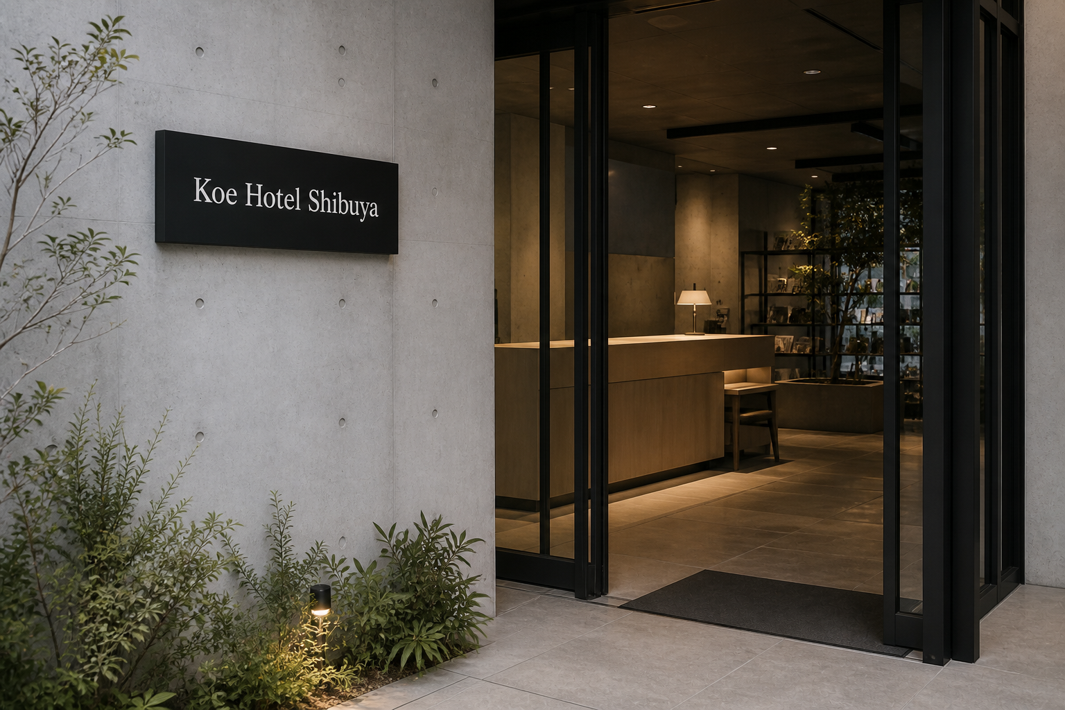 Koe Hotel Shibuya 05 lobby entry signage