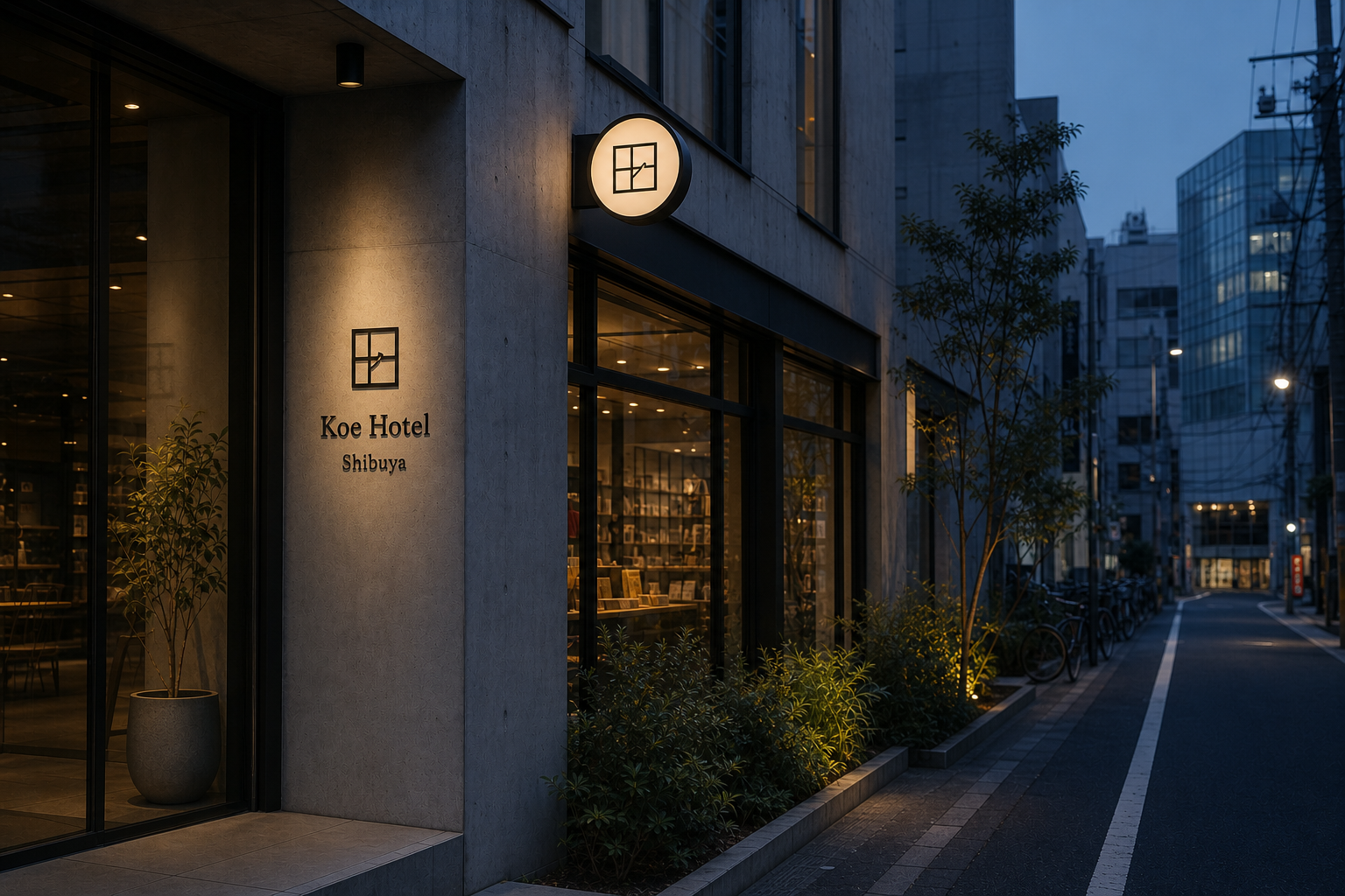Koe Hotel Shibuya 09 night facade sign