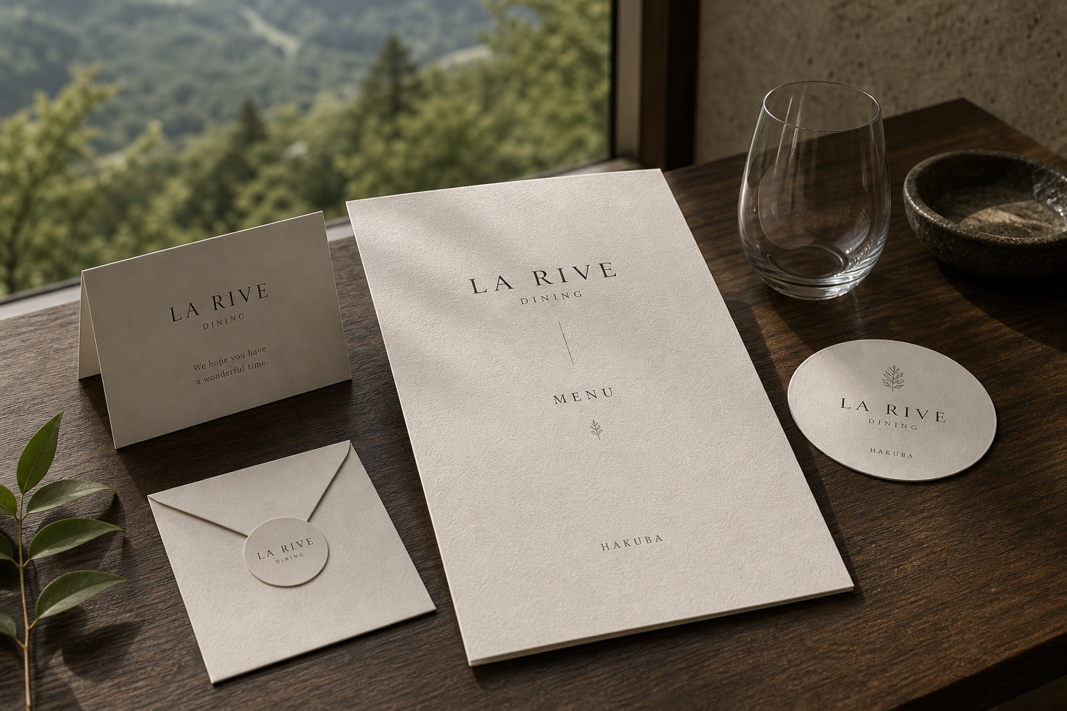 La Rive Dining menu table
