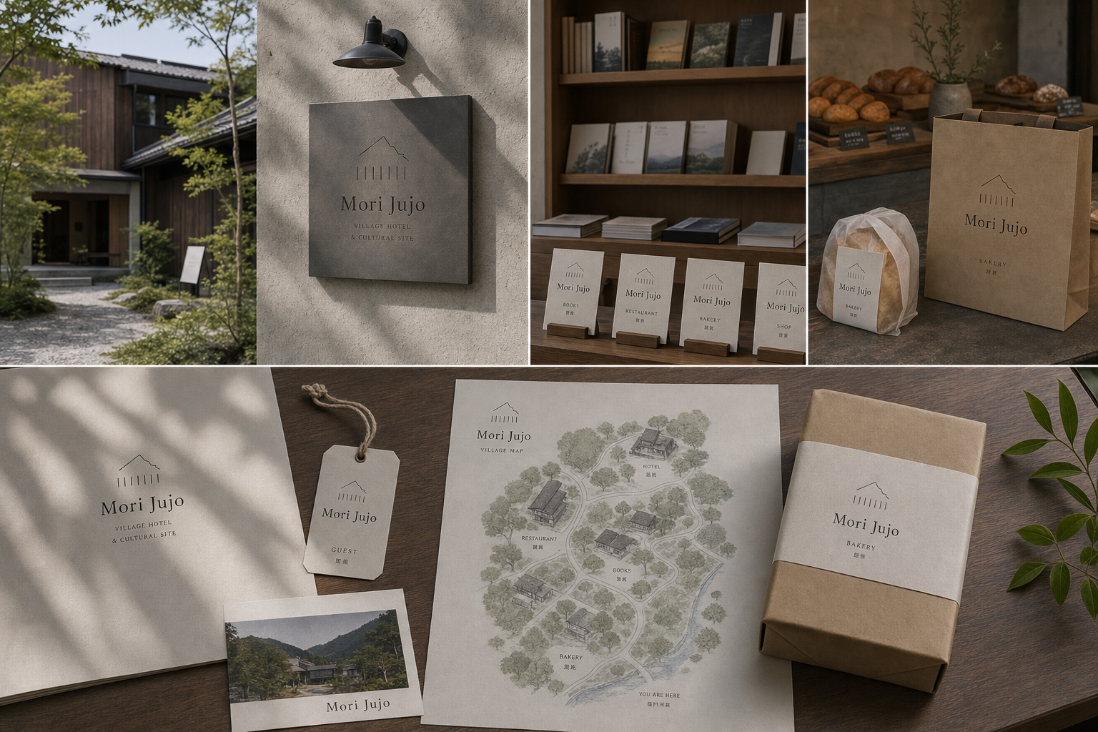 Mori Jujo village map bakery sign