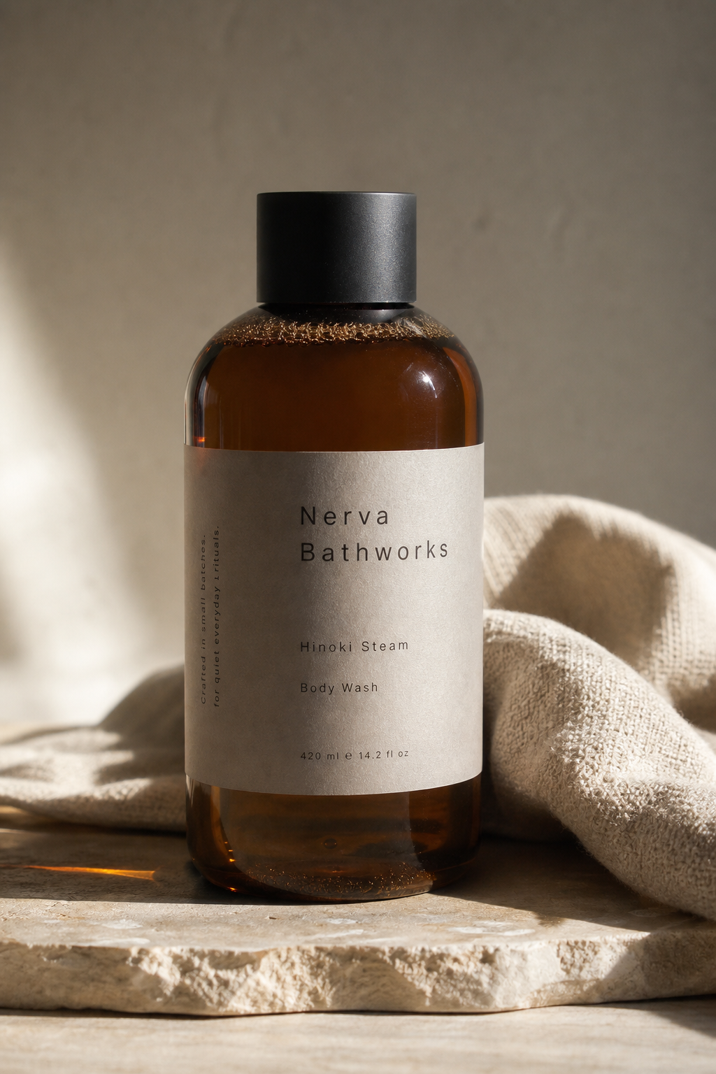 Nerva Bathworks body wash bottle
