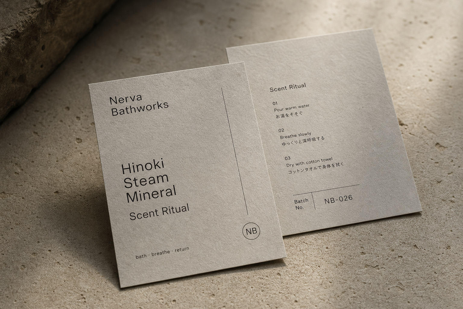 Nerva Bathworks scent ritual card