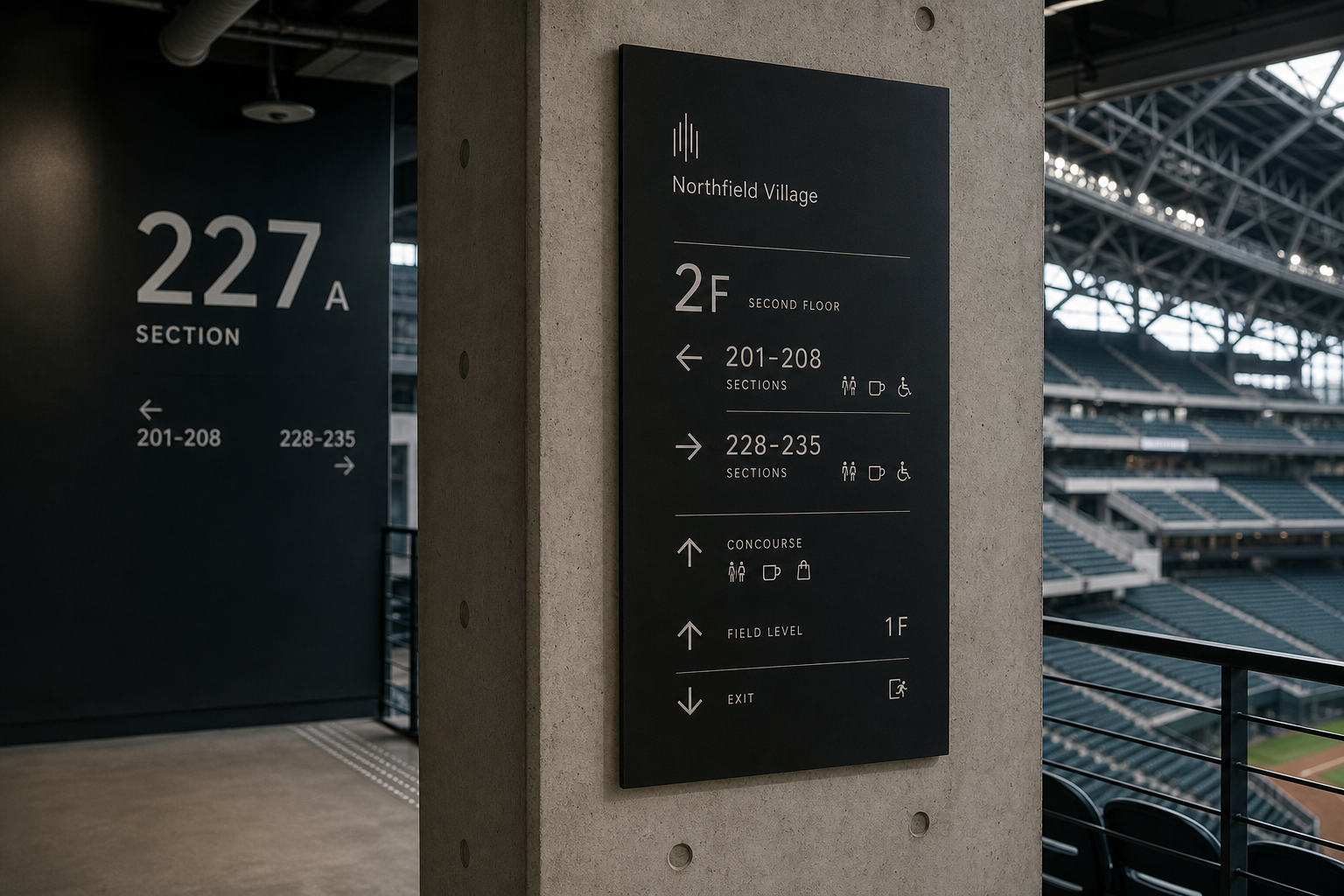 Northfield Village concourse directory system