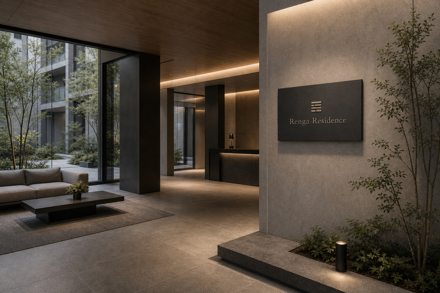 Renga Residence 09 lobby wayfinding wide