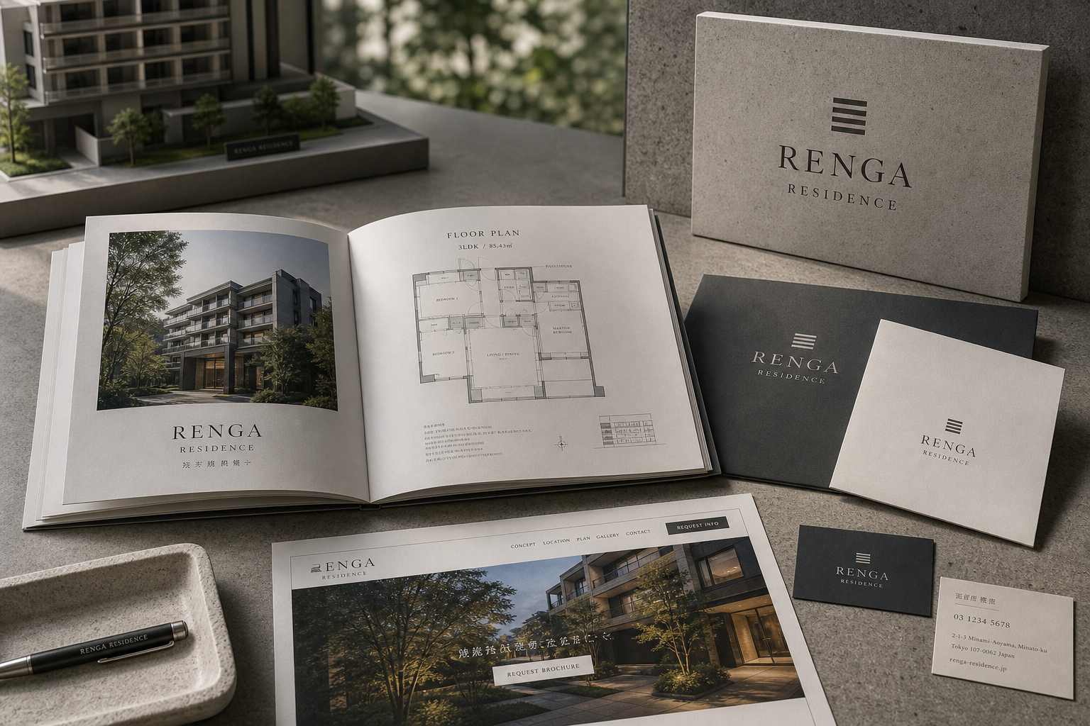 Renga Residence sales book floorplan sign