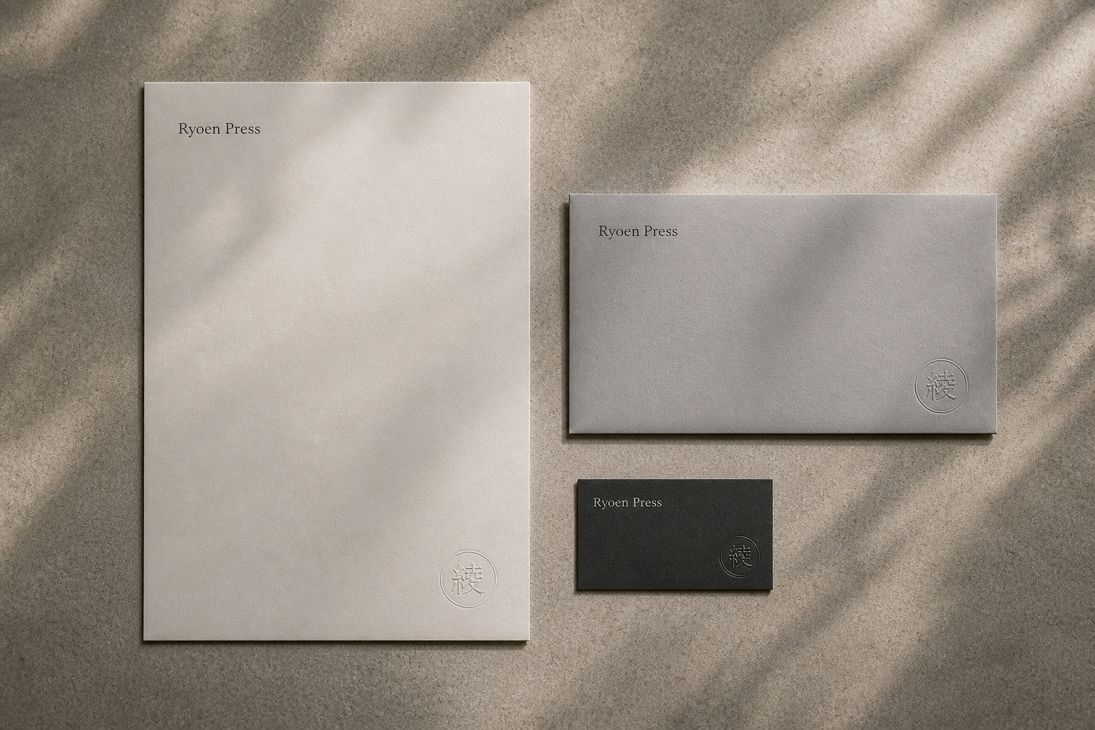 Ryoen Press 08 letterhead envelope overhead