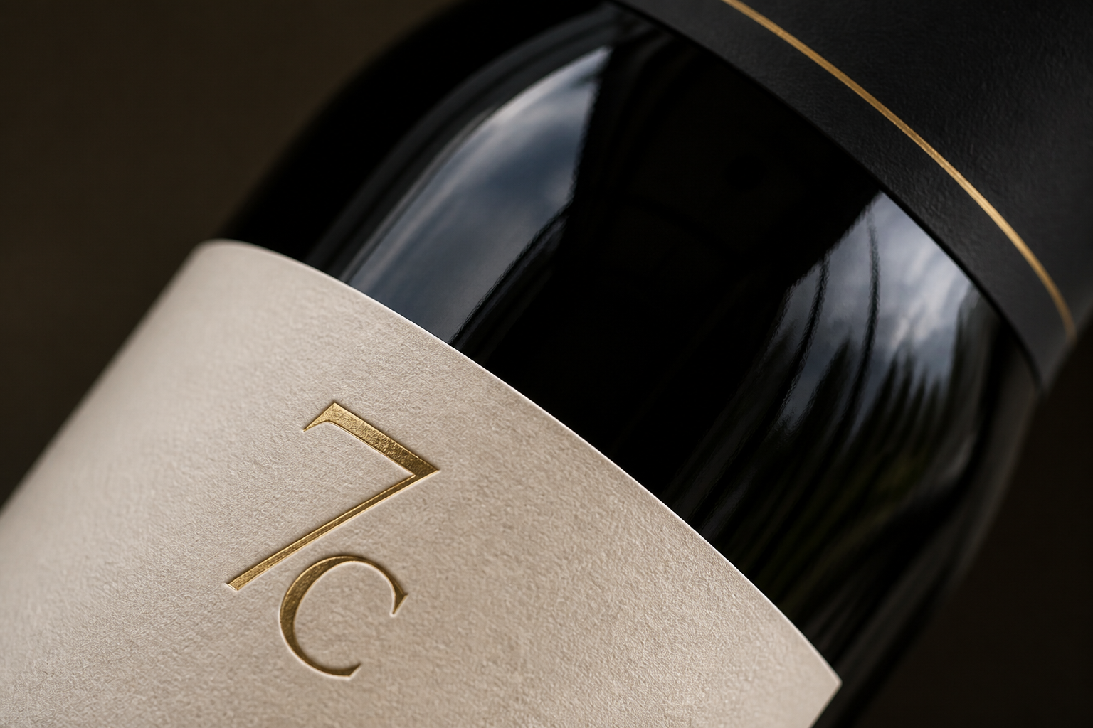 Seven C Winery 07 foil label glass macro