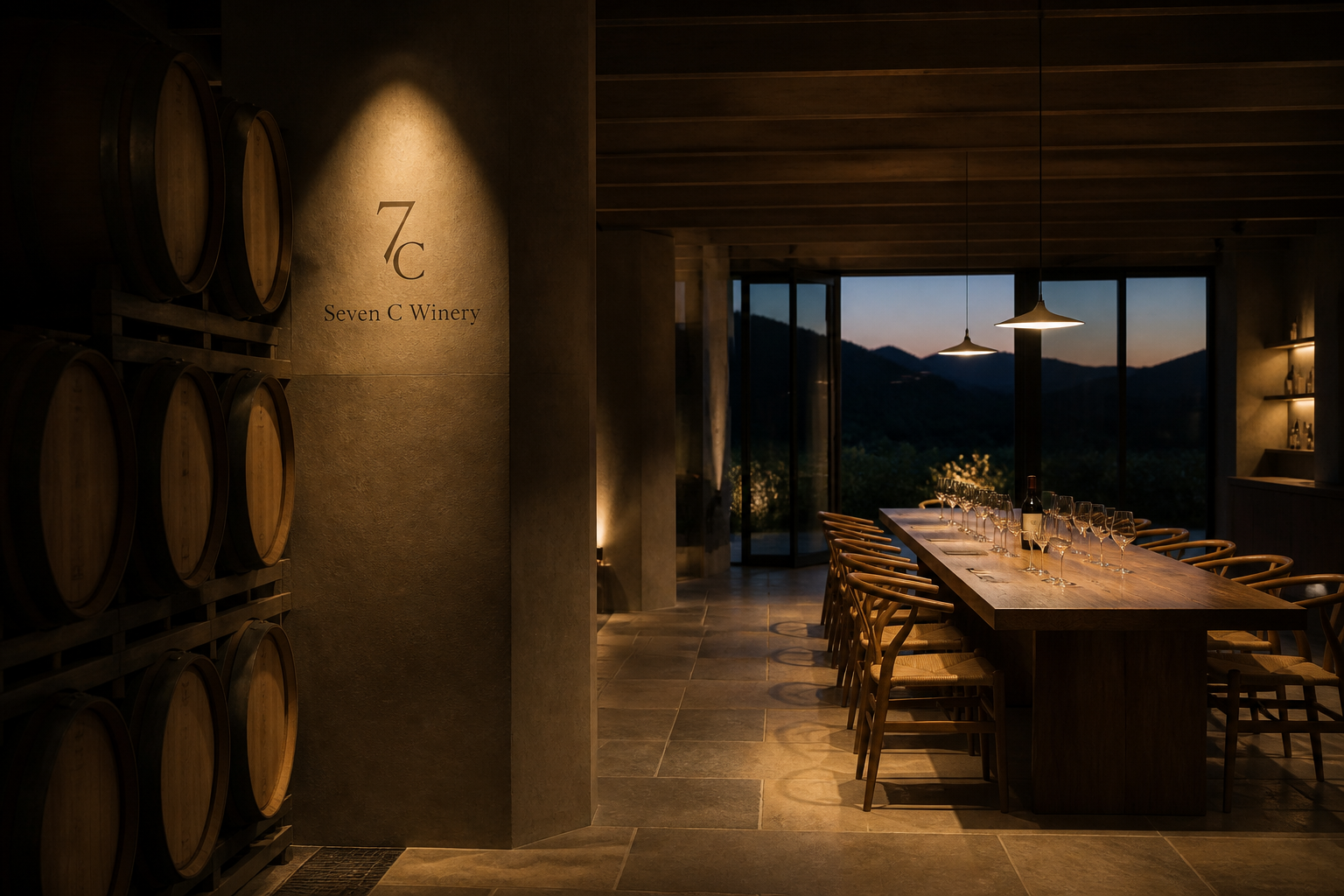 Seven C Winery 09 cellar tasting room wide