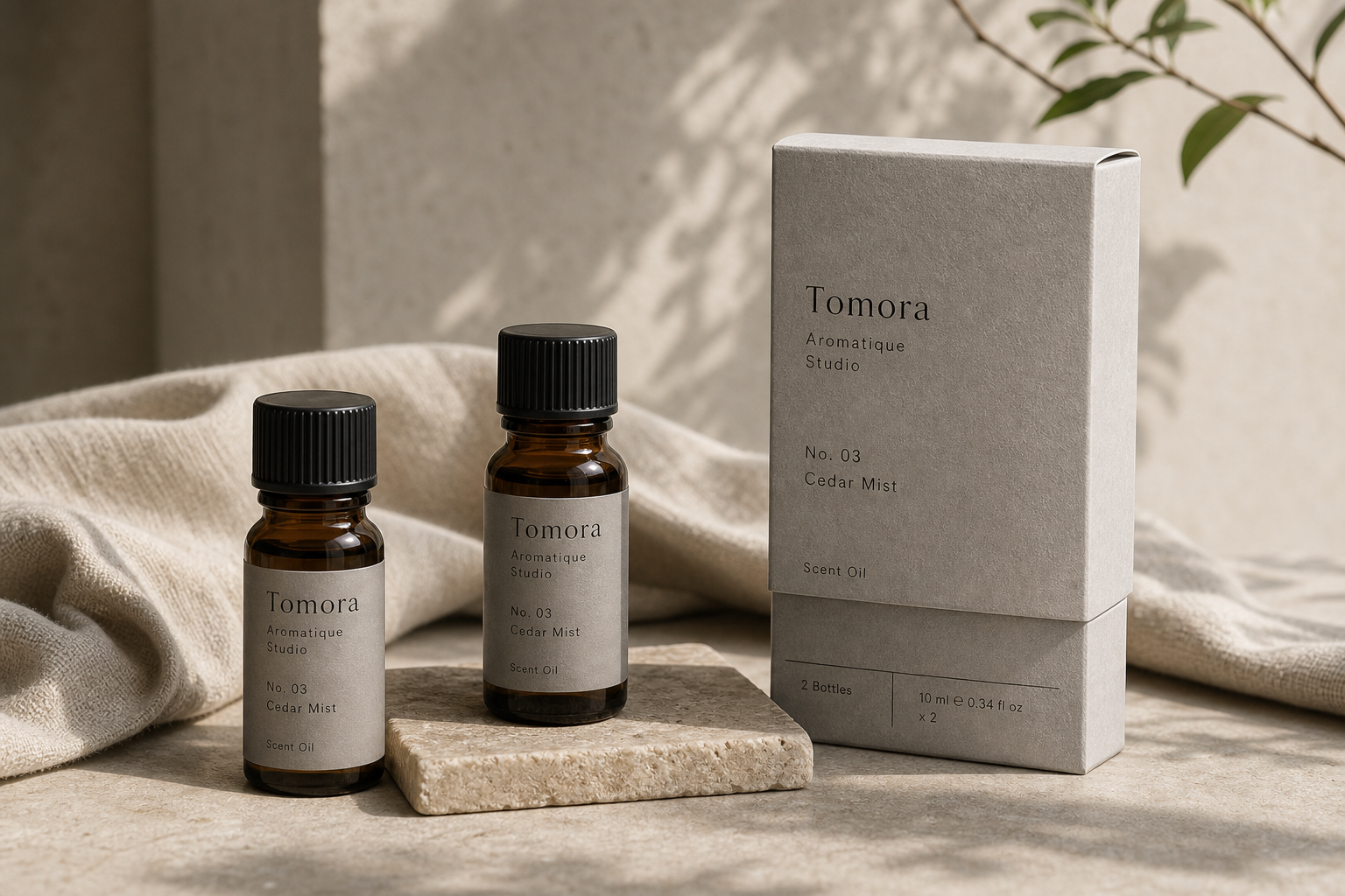 Tomora Aromatique Studio scent bottles package