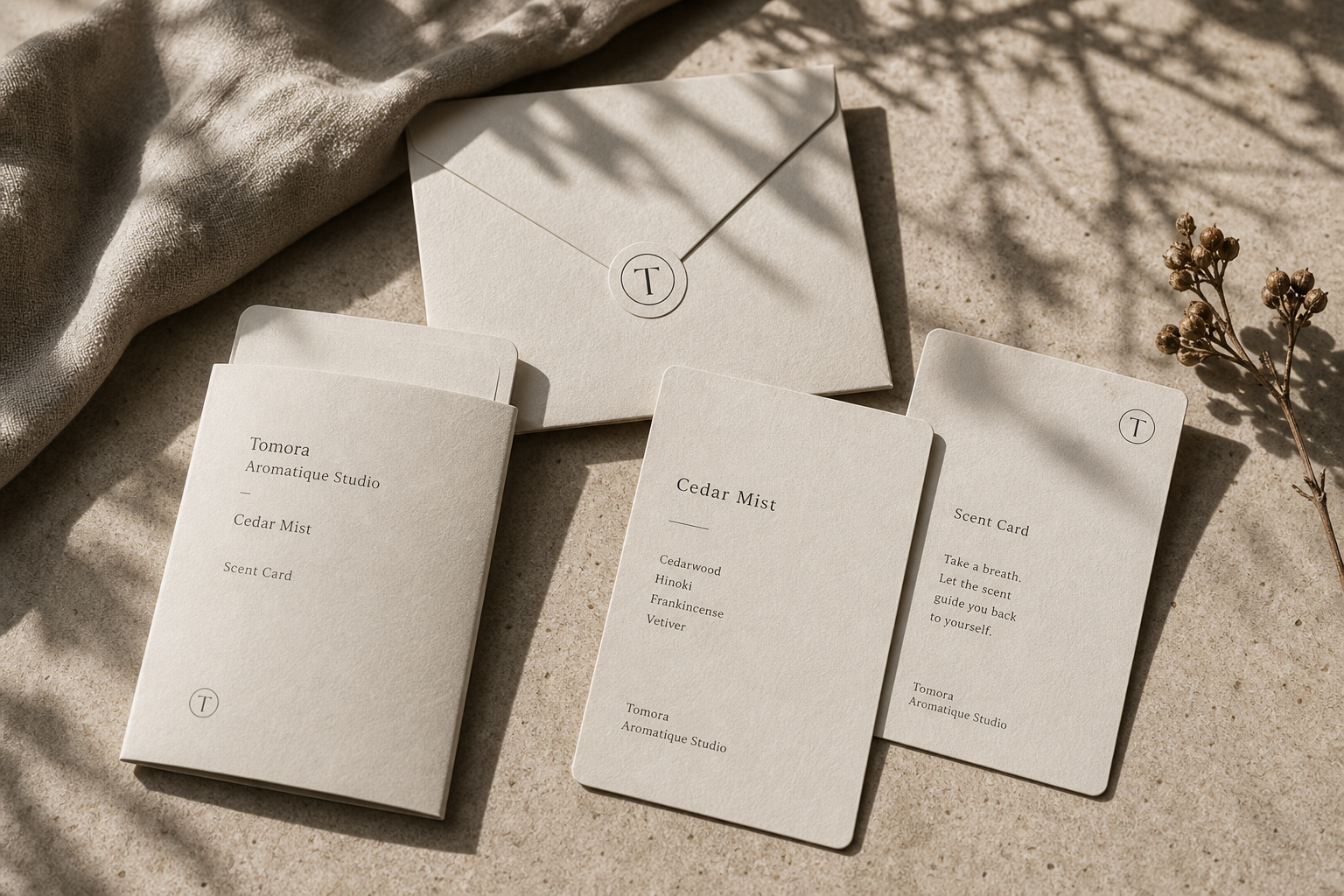 Tomora Aromatique Studio scent cards stationery