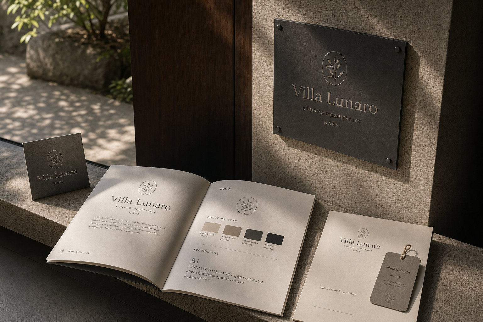 Villa Lunaro 02 brand guide sign plaque detail