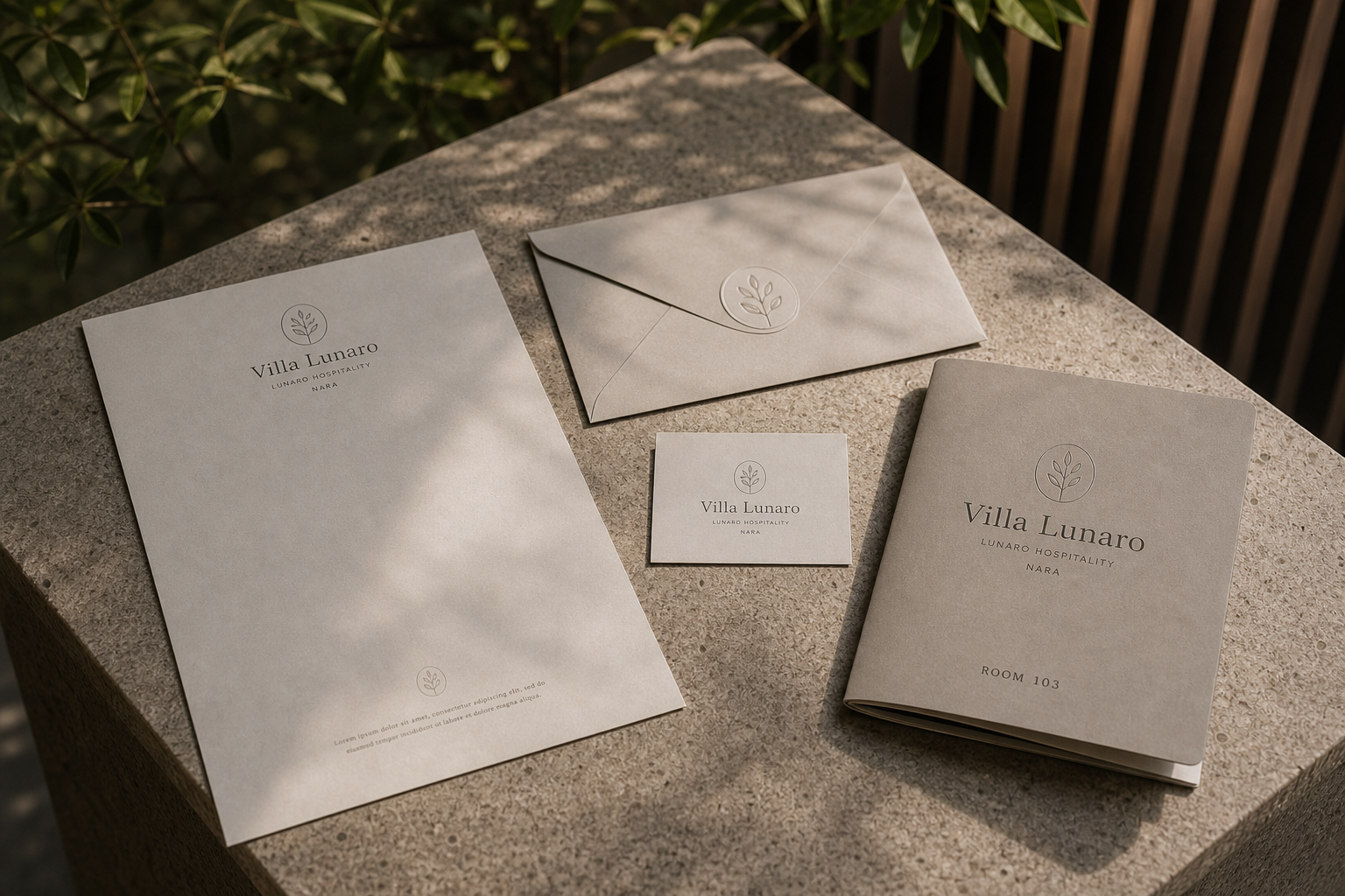Villa Lunaro 08 guest stationery system overhead
